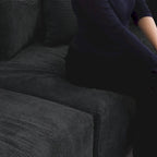 Canapé modulable en forme de L, revêtu de velours côtelé, avec méridienne, pouf et 3 coussins