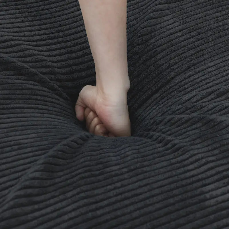 Canapé modulable en forme de L, revêtu de velours côtelé, avec méridienne, pouf et 3 coussins