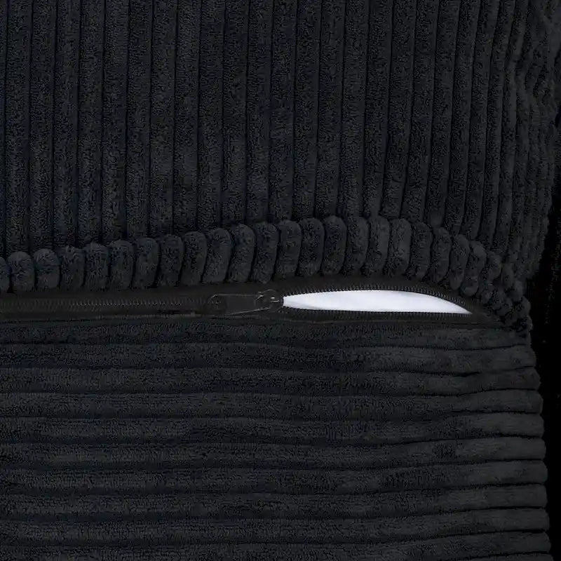 Canapé modulable en forme de L, revêtu de velours côtelé, avec méridienne, pouf et 3 coussins