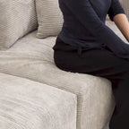 Canapé modulable en forme de L, revêtu de velours côtelé, avec méridienne, pouf et 3 coussins