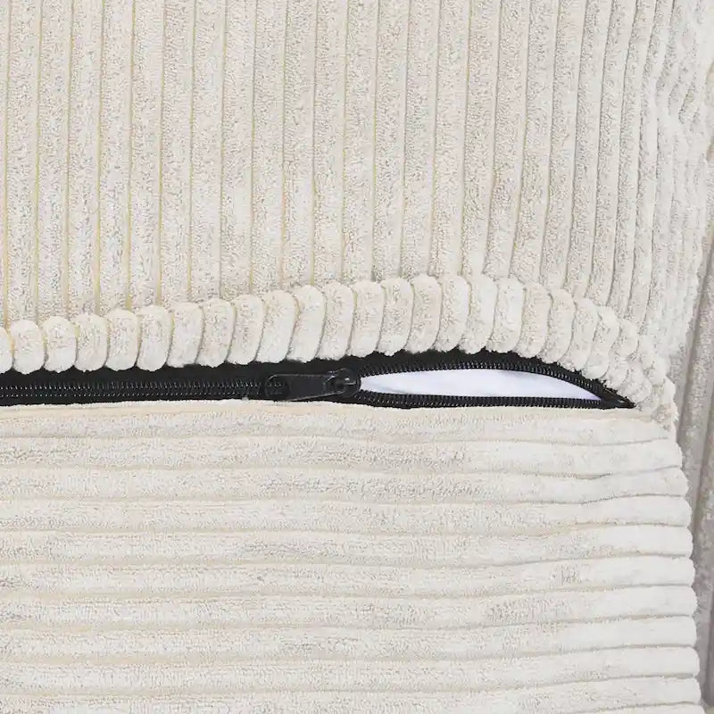 Canapé modulable en forme de L, revêtu de velours côtelé, avec méridienne, pouf et 3 coussins