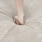 Canapé modulable en forme de L, revêtu de velours côtelé, avec méridienne, pouf et 3 coussins