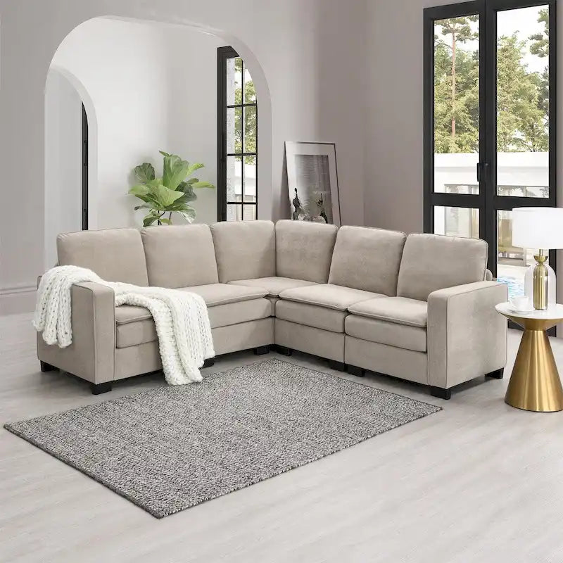 Canapé d'angle moderne en velours oversize 89*89, grand canapé en forme de L rembourré avec double coussins