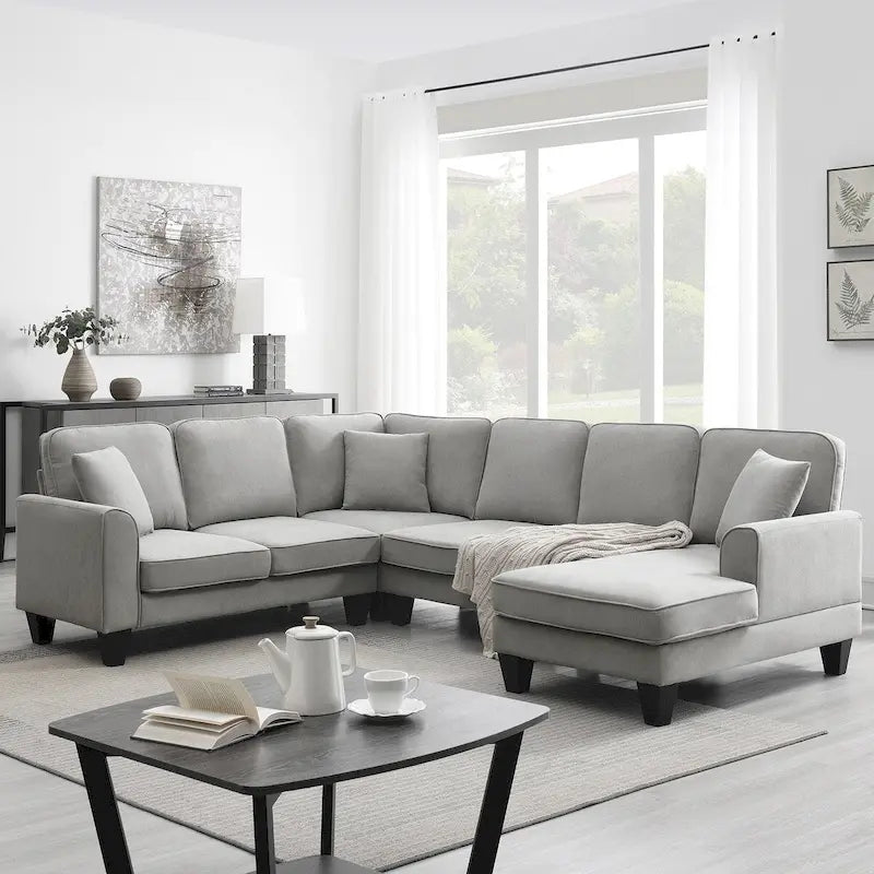 Canapé d'angle moderne en velours oversize 89*89, grand canapé en forme de L rembourré avec double coussins