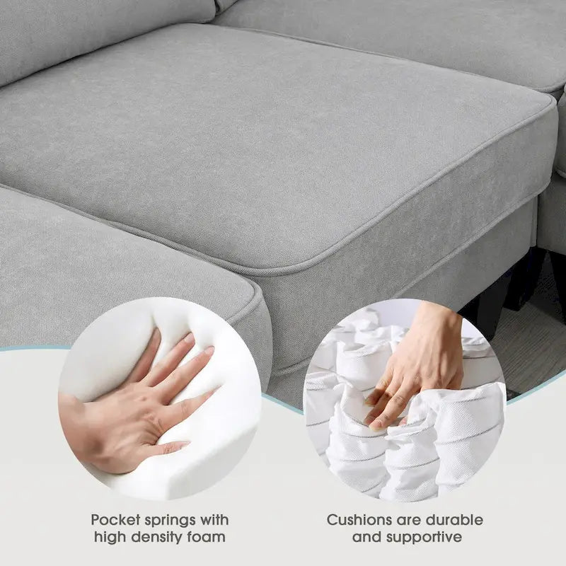 Canapé d'angle moderne en velours oversize 89*89, grand canapé en forme de L rembourré avec double coussins