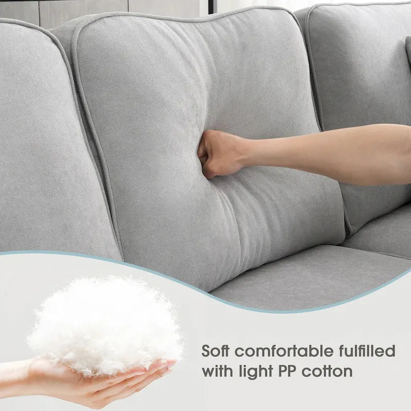 Canapé d'angle moderne en velours oversize 89*89, grand canapé en forme de L rembourré avec double coussins