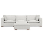 Canapé modulaire 3 places Marlee et pouf en tissu chenille velouté haute performance