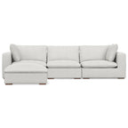 Canapé modulaire 3 places Marlee et pouf en tissu chenille velouté haute performance