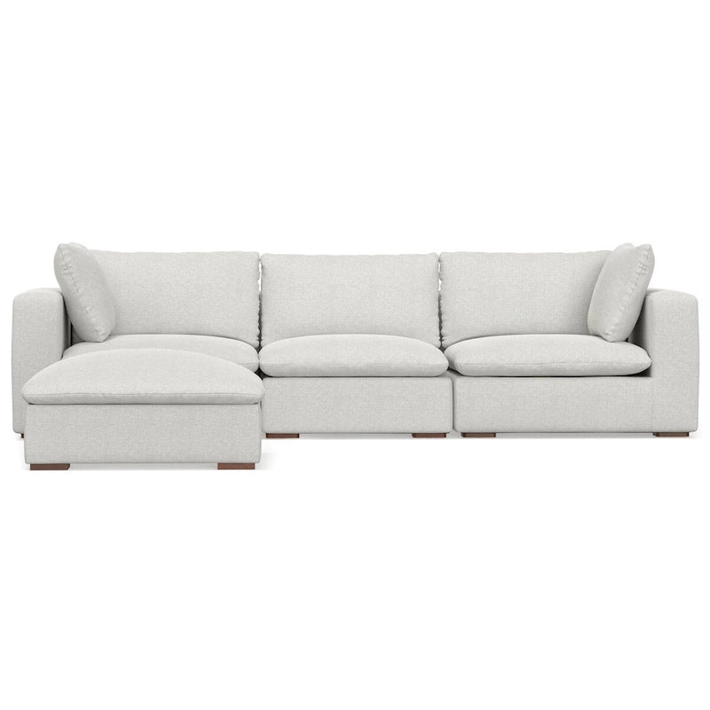 Canapé modulaire 3 places Marlee et pouf en tissu chenille velouté haute performance