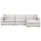 Canapé modulaire 3 places Marlee et pouf en tissu chenille velouté haute performance