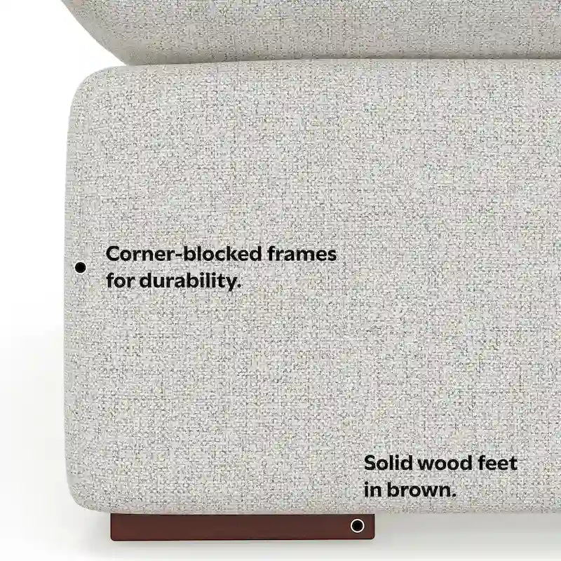 Canapé modulaire 3 places Marlee et pouf en tissu chenille velouté haute performance