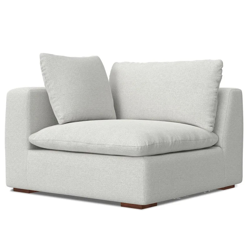 Canapé modulaire 3 places Marlee et pouf en tissu chenille velouté haute performance