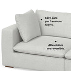 Canapé modulaire 3 places Marlee et pouf en tissu chenille velouté haute performance