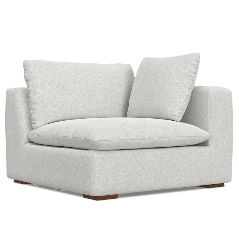 Canapé modulaire 3 places Marlee et pouf en tissu chenille velouté haute performance