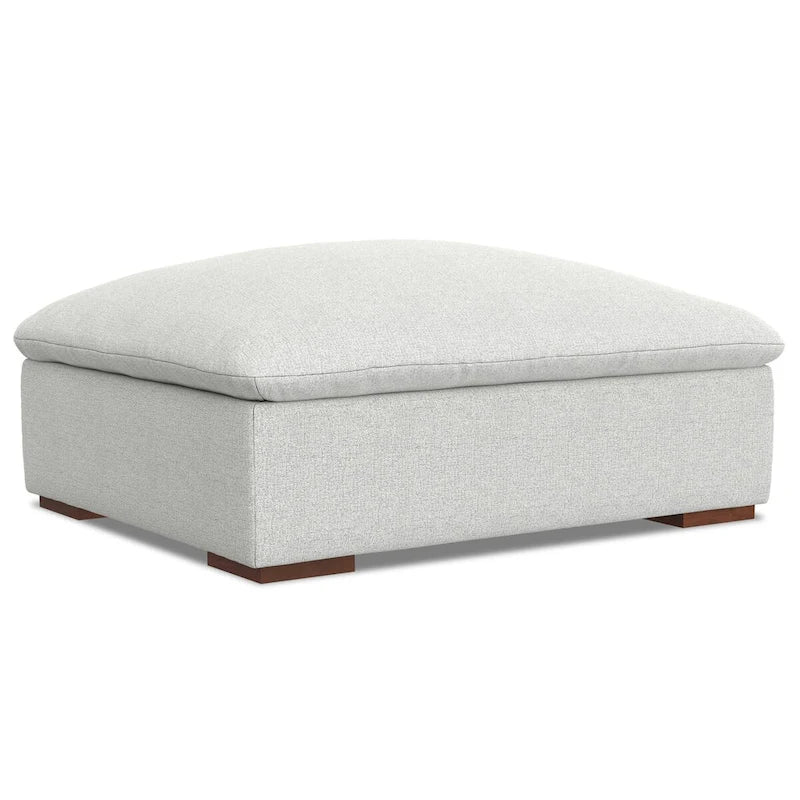 Canapé modulaire 3 places Marlee et pouf en tissu chenille velouté haute performance