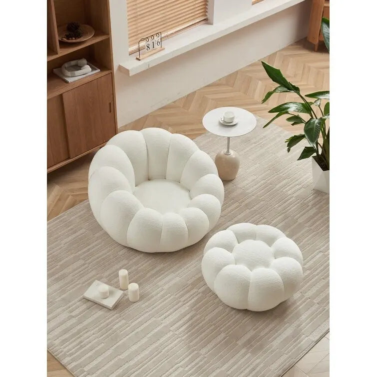 Fauteuil d'appoint et ottoman rembourrés en tissu 3D Tristica