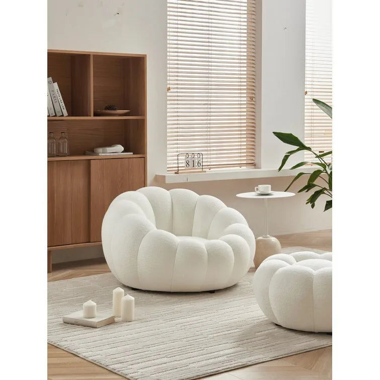 Fauteuil d'appoint et ottoman rembourrés en tissu 3D Tristica