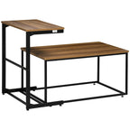 Industrial Coffee Table Set With Metal Frame & Adjustable Foot Pads