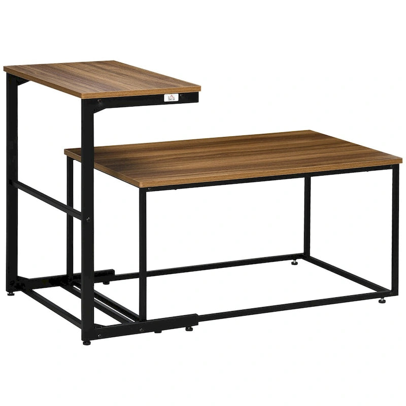 Industrial Coffee Table Set With Metal Frame & Adjustable Foot Pads