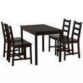Ensemble de salle à manger 5 pièces, table et chaises de cuisine en bois pour coin repas, coin petit-déjeuner, brun châtaigne