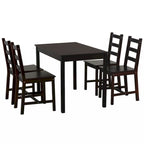 Ensemble de salle à manger 5 pièces, table et chaises de cuisine en bois pour coin repas, coin petit-déjeuner, brun châtaigne