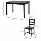 Ensemble de salle à manger 5 pièces, table et chaises de cuisine en bois pour coin repas, coin petit-déjeuner, brun châtaigne