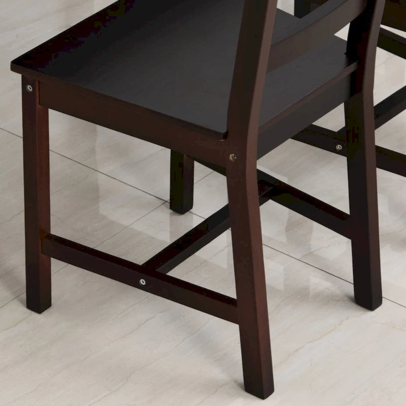 Ensemble de salle à manger 5 pièces, table et chaises de cuisine en bois pour coin repas, coin petit-déjeuner, brun châtaigne