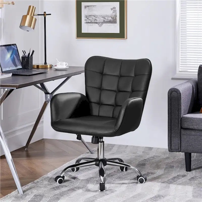 Chaise de bureau Yaheetech en similicuir avec accoudoirs rembourrés Chaise de bureau moderne - N/A