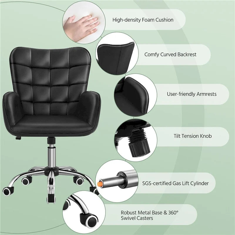 Chaise de bureau Yaheetech en similicuir avec accoudoirs rembourrés Chaise de bureau moderne - N/A