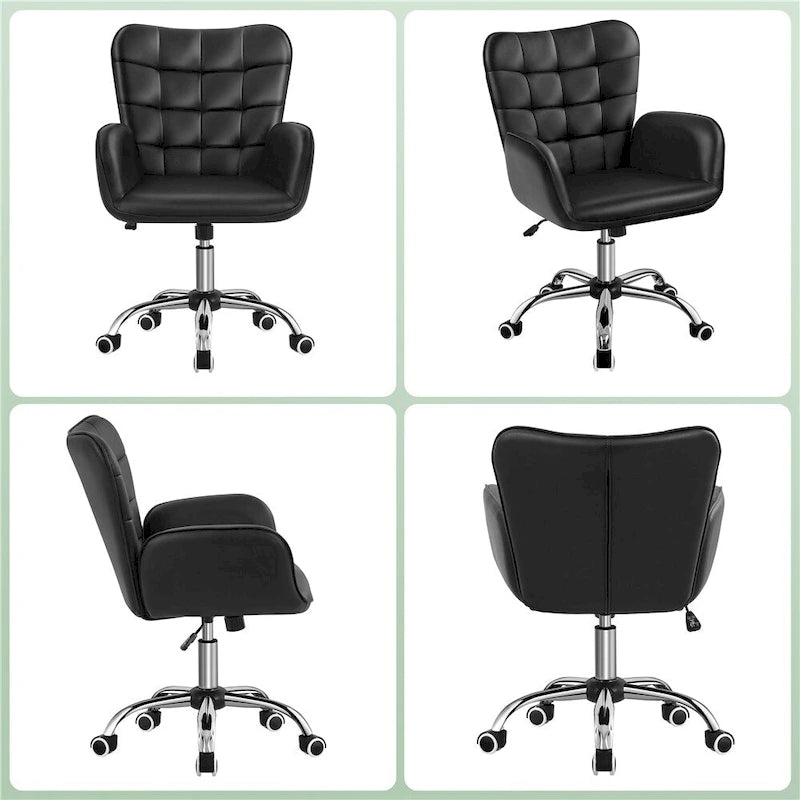 Chaise de bureau Yaheetech en similicuir avec accoudoirs rembourrés Chaise de bureau moderne - N/A