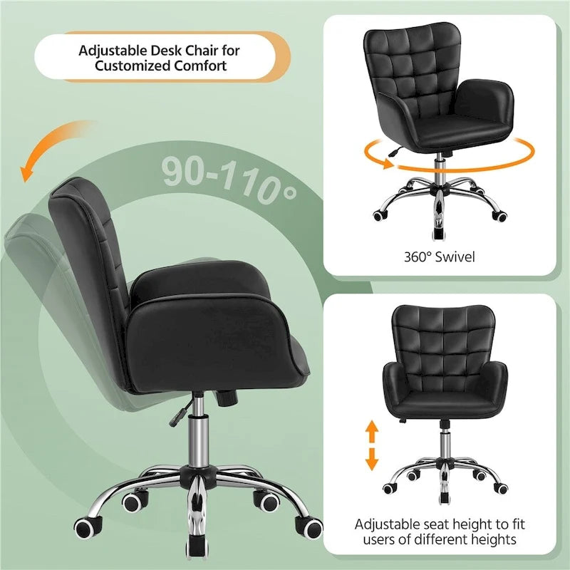 Chaise de bureau Yaheetech en similicuir avec accoudoirs rembourrés Chaise de bureau moderne - N/A