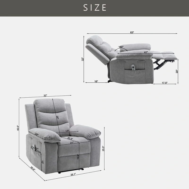 Fauteuil inclinable électrique GEITIN avec fonction de massage réglable et système de chauffage