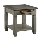 Table d'appoint en bois avec tiroir et étagère inférieure, finition antique, 1 pièce