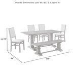 Ensemble de salle à manger rustique 6 pièces avec table à tréteaux, 4 chaises et banc, marron rustique
