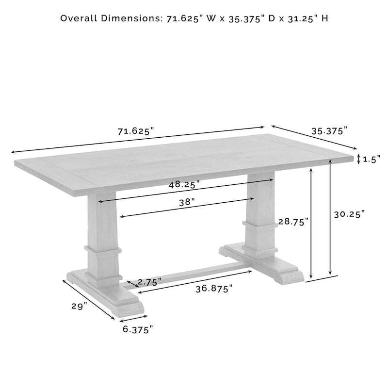 Ensemble de salle à manger rustique 6 pièces avec table à tréteaux, 4 chaises et banc, marron rustique