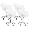 Chaise de bureau pivotante à coque moulée en plastique de style Mid-Century Modern avec roulettes, réglable.