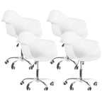 Chaise de bureau pivotante à coque moulée en plastique de style Mid-Century Modern avec roulettes, réglable.
