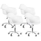 Chaise de bureau pivotante à coque moulée en plastique de style Mid-Century Modern avec roulettes, réglable.