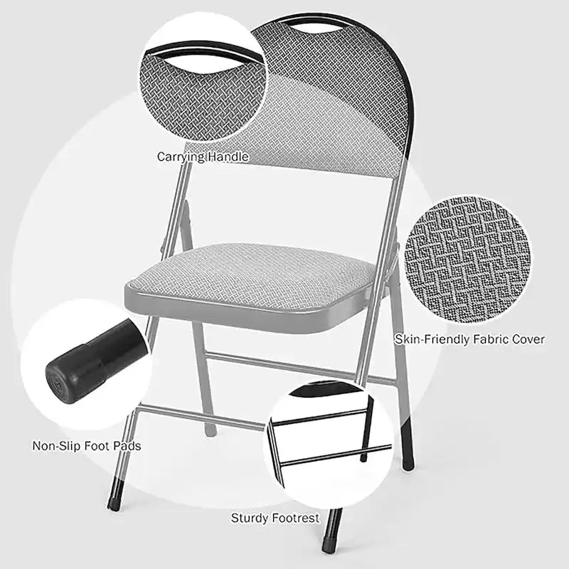 Chaises pliantes 2/4 pièces portables rembourrées pour bureau, cuisine ou salle à manger