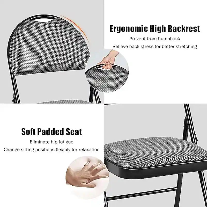 Chaises pliantes 2/4 pièces portables rembourrées pour bureau, cuisine ou salle à manger