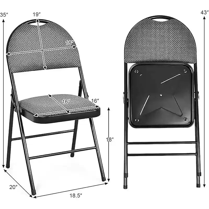 Chaises pliantes 2/4 pièces portables rembourrées pour bureau, cuisine ou salle à manger