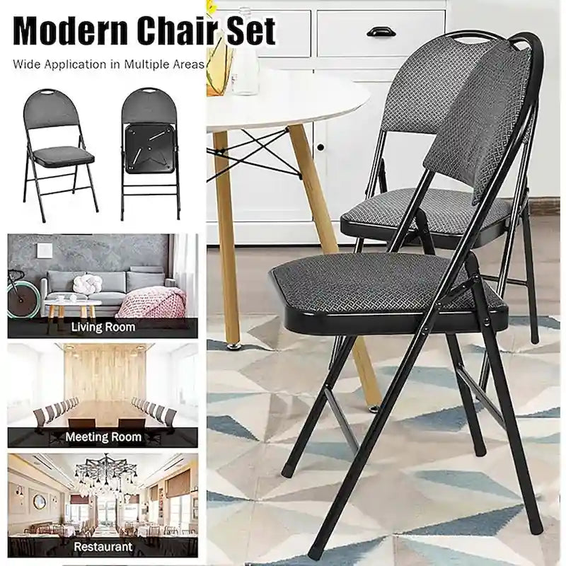 Chaises pliantes 2/4 pièces portables rembourrées pour bureau, cuisine ou salle à manger