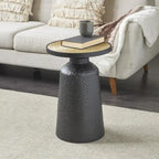 Table d'appoint en métal faite à la main avec plateau en corde - Noir - Roche River Decor