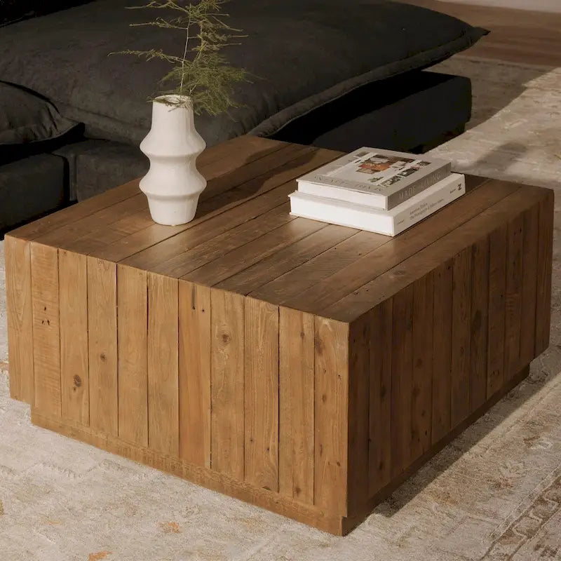 NADAAL STUDIOS Niall, Table basse carrée en bois, Marron - 31.5 X 31.5 X 16